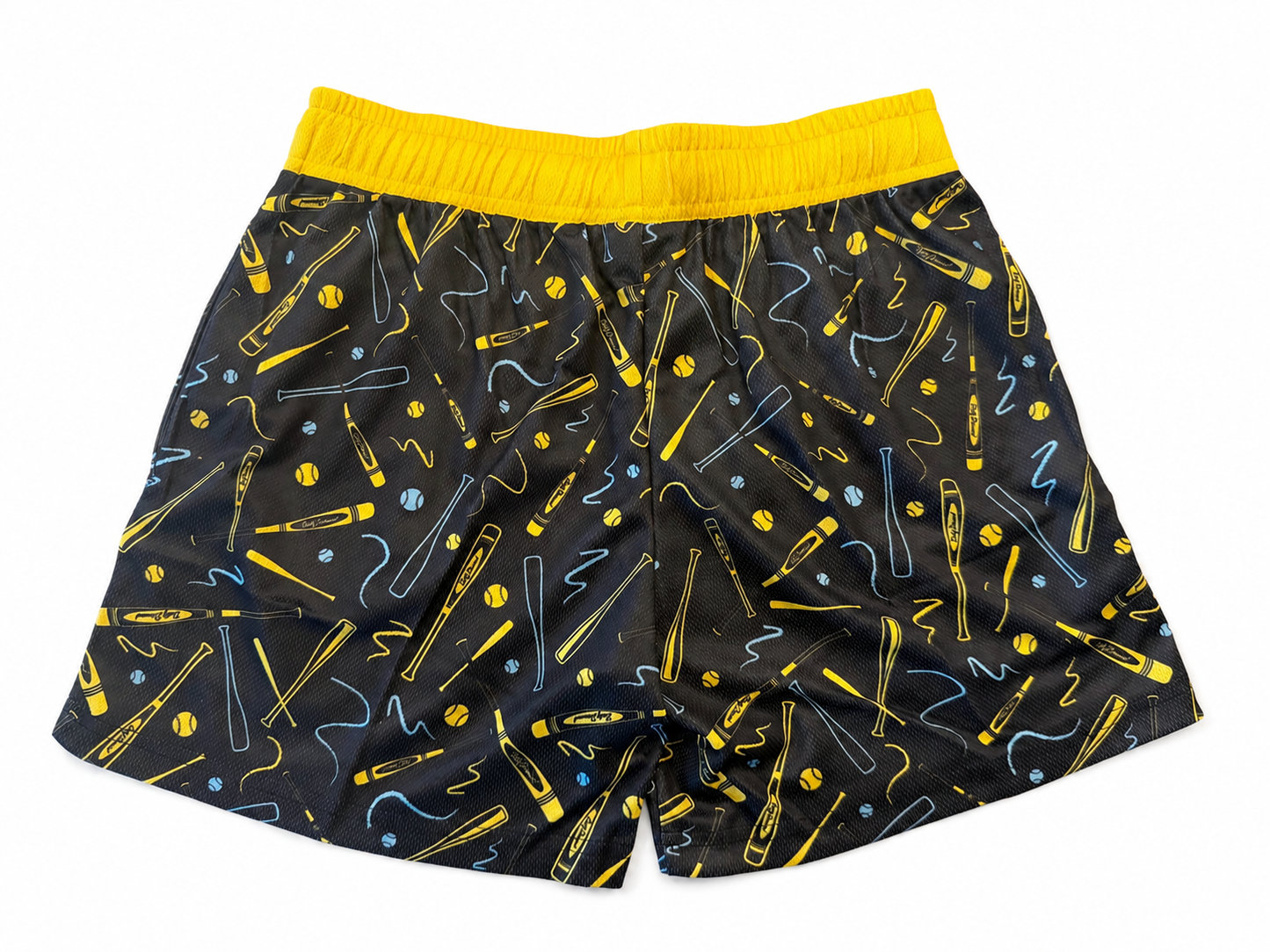 Yellow & Blue Crayon Bat Shorts
