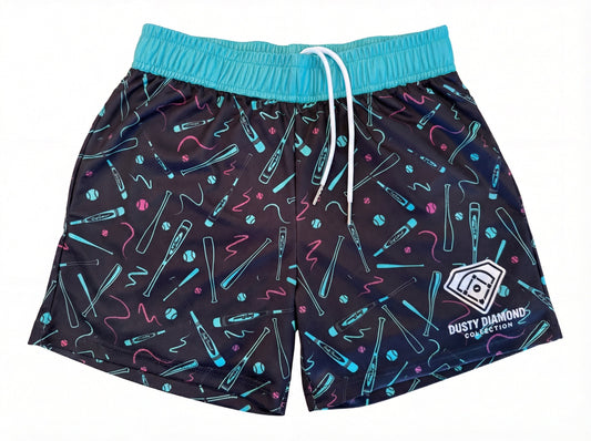 Mint & Pink Crayon Bat Shorts