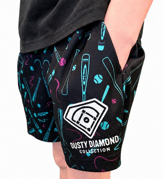 Mint & Pink Crayon Bat Shorts